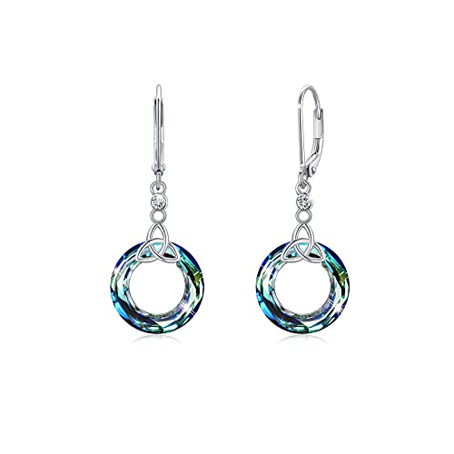 CUOKA MIRACLE Keltische Ohrringe Silber 925 Kristall Creolen Ohrringe für Mädchen Keltische Ohrhänger Keltischer Schmuck Weihnachts Geschenke für Damen Mutter Tochter Großmutter Freundin Schwester von CUOKA MIRACLE