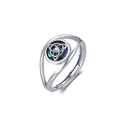Keltischer Ohrringe Ring 925 Sterling Silber Abalone Ohrringe Verstellbar Ring für Damen Abalone Muschel Keltischer Ohrringe Geschenk für Mama Großmutter Frau Freundin Schwester Freunde von CUOKA MIRACLE