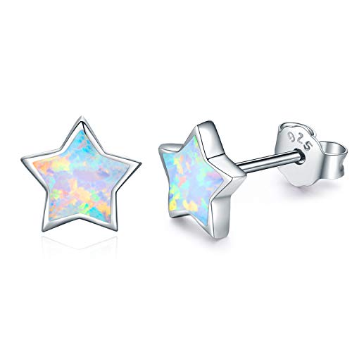 CUOKA MIRACLE Opal-Stern-Ohrringe, 925er-Sterlingsilber, Knorpel-Ohrstecker für Frauen, Stern-Schmuck, Geschenke für Mädchen und Kinder von CUOKA MIRACLE