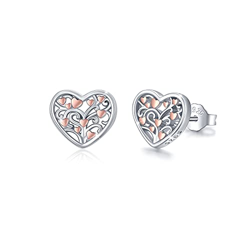Lebensbaum Ohrringe 925 Sterling Silber Herz Baum des Lebens Ohrstecker für Damen Familie Ohrstecker Schmuck Neujahrs Geschenk für Mutter Mädchen Frauen Freundin von CUOKA MIRACLE