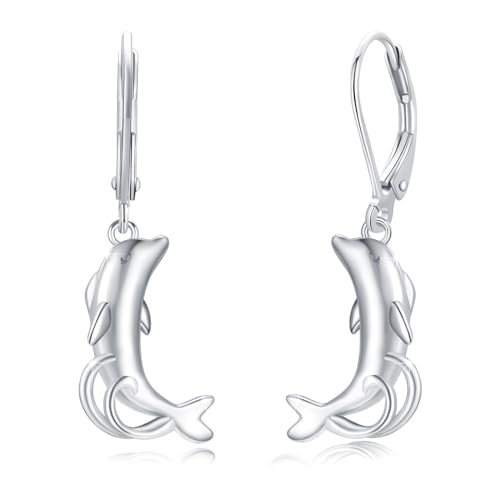 Mädchen Creolen 925 Sterling Silber Tier Delfin Ohrringe für Damen Kinder Kleine Creolen Kreis Ohrringe Tier Anhänger Schmuck für Tochter Kinder von CUOKA MIRACLE