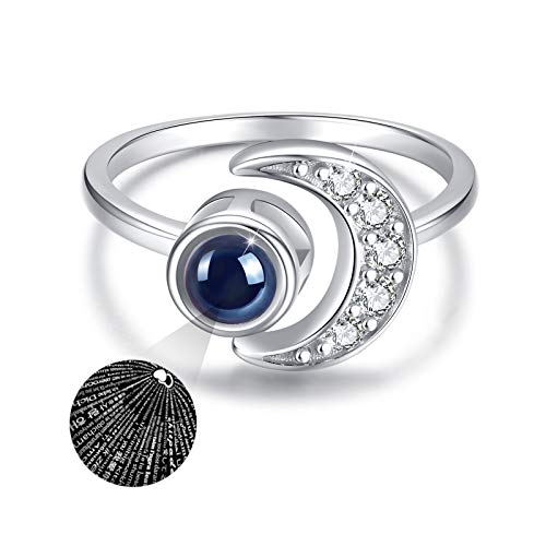 Mond Sterling Silver Verstellbarer Ich Liebe Dich Ring - Offener Ring Schmuck Geschenk für Damen/Frauen/Mädchen/Mutter von CUOKA MIRACLE