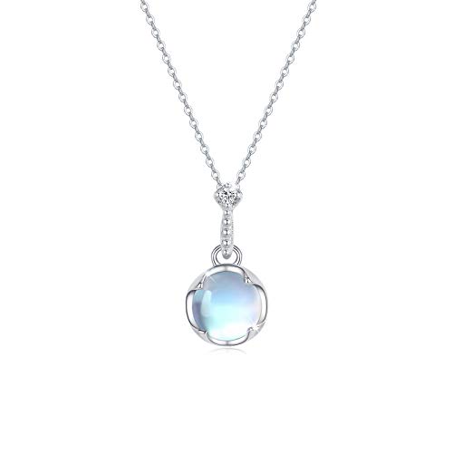 CUOKA MIRACLE Mondstein Halskette 925 Sterling Silber Regenbogen Mondstein Anhänger Kette Mädchen Mondstein Schmuck Geschenk für Damen Kinder von CUOKA MIRACLE