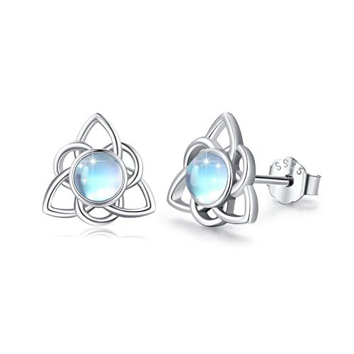 Mondstein Ohrstecker - 925 Sterling Silber Keltischer Knoten Schmuck - Geschenk für Damen, Mutter, Tochter, Freundin von CUOKA MIRACLE