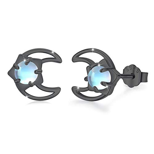 CUOKA MIRACLE Mondstein Ohrringe Silber 925 Mond Sterne Ohrringe Kinder Regenbogen Mondstein Ohrstecker Mond und Sterne Schmuck Weihnachtsgeschenke für Damen Mädchen Kinder Freunde von CUOKA MIRACLE