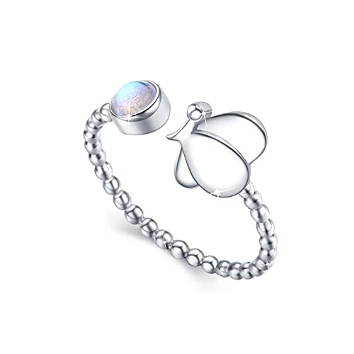 CUOKA MIRACLE Mondstein Schmetterling Ring 925 Sterling Silber Offener Ring für Damen Synthetischer Mondstein Schmuck Verstellbar Ring für Freundin Mutter von CUOKA MIRACLE