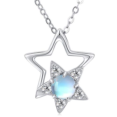 CUOKA MIRACLE Mondstein Stern Halskette 925 Sterling Silber Zirkonia Stern Anhänger Regenbogen Mondstein Kette für Damen Mutter Tochter von CUOKA MIRACLE