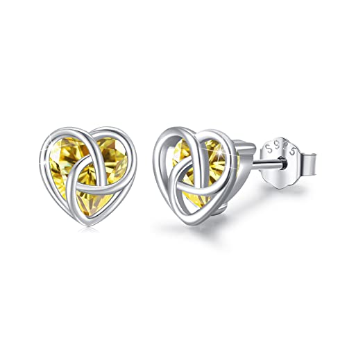 CUOKA MIRACLE November Geburtsstein 925 Sterling Silber Keltische Knoten Ohrringe Zirkonia Ohrringe Ohrstecker Irisch Keltisch Geburtstag Schmuck Geschenke für Frauen Ehefrau Mutter Tochter Freundin von CUOKA MIRACLE