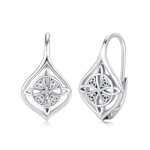 Ohrringe Keltisch 925 Sterling Silber Irish Keltischer Knoten Kleine Creolen Kreis Ohrringe Kreolen für Damen Keltischer Schmuck Weihnachts Geschenk für Frauen Mädchen Mutter Tochter (E) von CUOKA MIRACLE