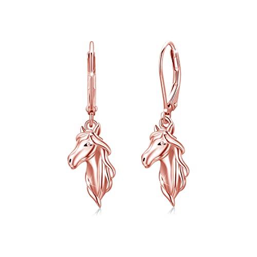 Pferde Ohrringe für Mädchen 925 Sterling Silber Pferd Creolen Klein Ohrringe Kreolen für Damen Pferd Tier Ohrringe Geschenke Schmuck für Tochter (0790a-rose gold) von CUOKA MIRACLE