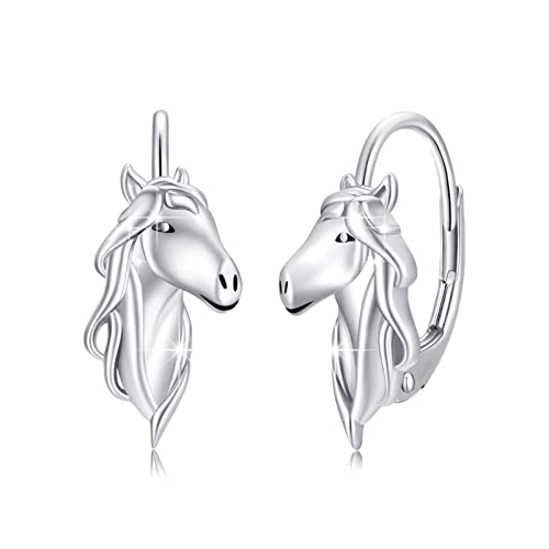 Pferde Ohrringe für Mädchen 925 Sterling Silber Pferd Creolen Klein Ohrringe Kreolen für Damen Pferd Tier Ohrringe Geschenke Schmuck für Tochter (1215-silver) von CUOKA MIRACLE