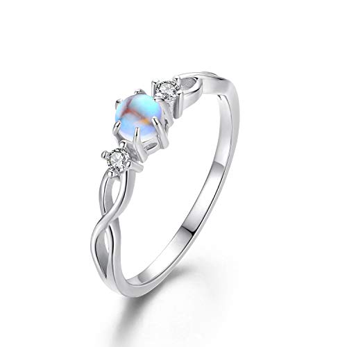 Ring Damen Mondstein 925 Sterling Silber Regenbogen Mondstein Infinity Unendlichkeit Ring für Damen Schmuck Mondstein Geschenke für Mädchen Frau Freundin Mutter (Silber, 8) von CUOKA MIRACLE