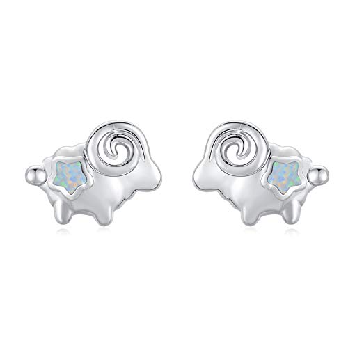 Schaf Ohrringe Silber 925 Kinder Ohrringe für Mädchen Opal Ohrringe Schaf Ohrstecker Tiere Ohrringe für Damen von CUOKA MIRACLE