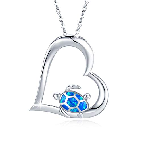 Schildkröte Schmuck Schildkröte kette 925 Sterling Silber Opal Schildkröte Geschenke für Frauen Herz Schildkröte Anhänger für Mädchen Kinder von CUOKA MIRACLE