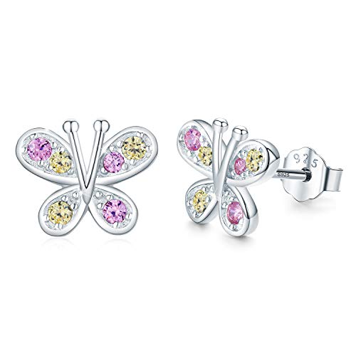 Schmetterling Ohrringe 925 Sterling Silber Kubikzircon Schmetterling Ohrstecker für Frauen Schmetterling Weihnachten Geschenke für Mädchen Kinder von CUOKA MIRACLE