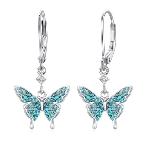Schmetterling Ohrringe 925 Sterling Silber Opal Ohrringe Mädchen Schmetterling Opal Schmuck Tier Hängende Barren Ohrringe Anhänger Ohrringe Geschenk für Damen Frauen Tochter Ehefrau Mutter (Turquoise) Schmetterling Ohrringe 925 Sterling Silber Opal Ohrringe Mädchen Schmetterling Opal Schmuck Tier Hängende Barren Ohrringe Anhänger Ohrringe Geschenk für Damen Frauen Tochter Ehefrau Mutter (Turquoise) von CUOKA MIRACLE