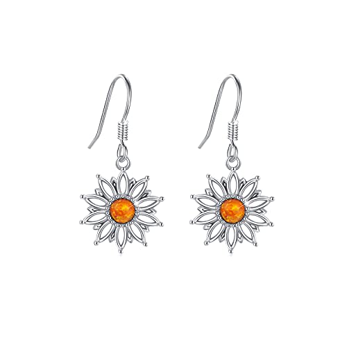 Sonnenblume Ohrringe Silber 925 Opal Creolen Ohrringe Damen Sonnenblume Opal Schmuck Geburtstag Geschenke Damen Mädchen Mama Tochter Schwester Freunde von CUOKA MIRACLE