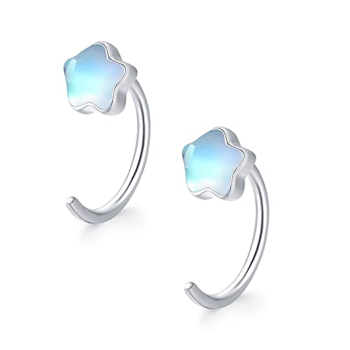Stern Creolen Ohrringe 925 Sterling Silber Mondstein Knorpel Ohrring für Damen Sterne Kreolen Ohrringe für Mädchen,Tochter,Kinder Stern Creolen Ohrringe 925 Sterling Silber Mondstein Knorpel Ohrring für Damen Sterne Kreolen Ohrringe für Mädchen,Tochter,Kinder von CUOKA MIRACLE
