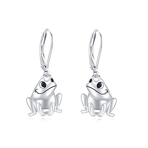 Tier Ohrringe Mädchen 925 Sterling Silber Frosch Ohrringe für Damen Kinder Kleine Creolen Kreis Ohrringe Tier Anhänger Schmuck für Tochter von CUOKA MIRACLE