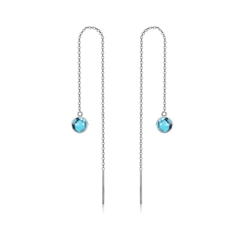 Türkis Durchzieher Ohrringe Silber 925 Quasten Einfädler Ohrringe Lange Hängend Ohrringe für Damen Türkis Threader Ohrringe Türkis Schmuck Geschenk für Mädchen Mutter Tochter von CUOKA MIRACLE