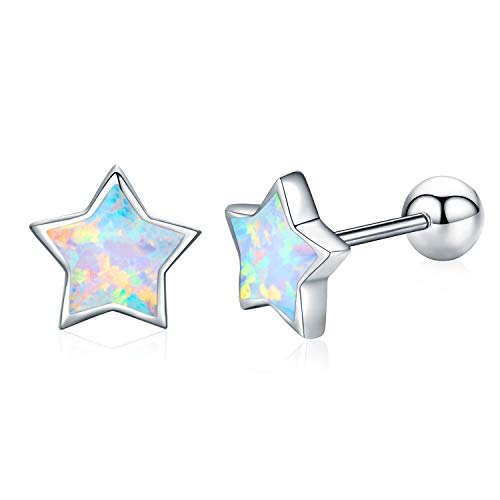 Ohrstecker Stern Silber 925 Opal Helix Knorpel Ohrring für Damen Stern Ohrringe Valentinstag Geschenke für Mädchen,Tochter,Kinder von CUOKA MIRACLE