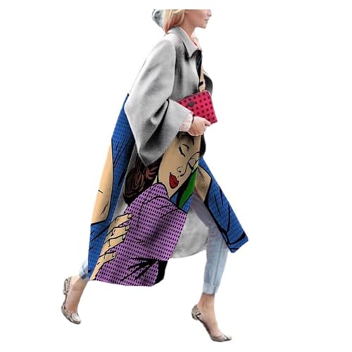 CUOREZ Herbst Damen Langarm Revers Jacke Wollmantel, Figur 1, Medium von CUOREZ