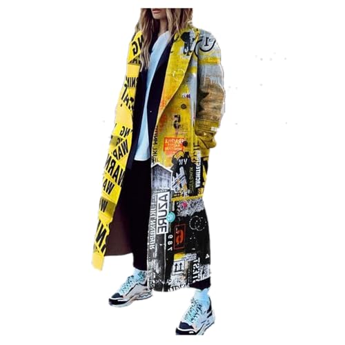 CUOREZ Herbst Damen Langarm Revers Jacke Wollmantel, Figur 4, X-Large von CUOREZ