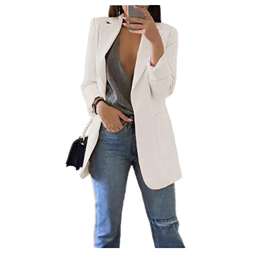 CUOREZ Revers Temperament Anzugjacke Damen, weiß, 44 von CUOREZ