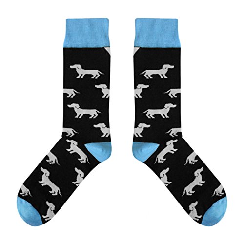 cup of sox Damen Herren Lustige Socken mit Dackel, Bunte Socken mit Hund Muster in der Pappbecher, Geschenksocken für Hundebesitzer, Schwarz, 37-40 von cup of sox