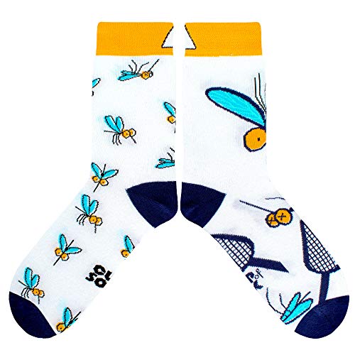 CUP OF SOX Damen Herren Bunte Lustige Socken mit Mücke in der Pappbecher - Gemusterte Geschenk Socken aus Hochwertiger Baumwolle (Weiß, 38-40 ) von cup of sox