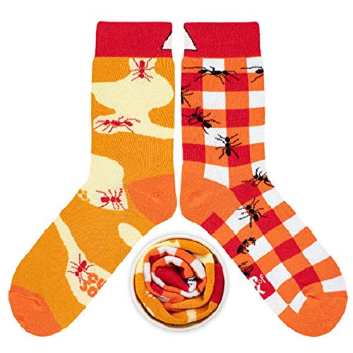 cup of sox Herren Damen Lustige Socken mit Ameisen LIEBE UNSERE PLANET Edition, Gemusterte Bunte Geschenk Socken im Kaffee To Go Pappbecher, Orange, 37-40 von cup of sox