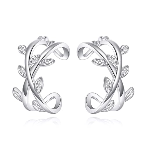 Blatt Ohrmanschette aus Sterlingsilber ohne Piercing Ohrmanschetten Ohrringe Blattschmuck Geschenke für Frauen von CUPENDA