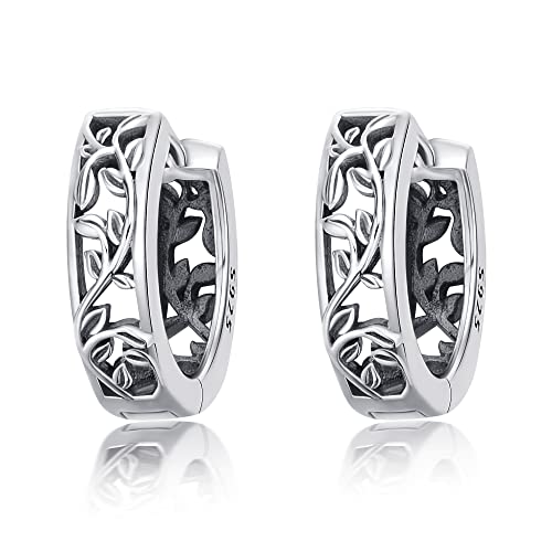Blatt Ohrringe Sterling Silber Vintage Filigrane Creolen Kleine Creolen Schmuck Geschenke für Frauen Mädchen von CUPENDA