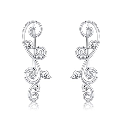 CUPENDA Blatt Ohrclimbers Ohrringe für Frauen Sterling Silber Vintage Filigran Crawler Ohrringe Schmuck von CUPENDA