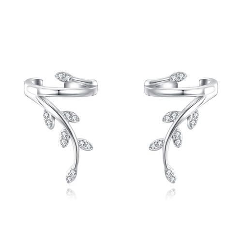 CUPENDA Blatt Ohrmanschetten Ohrringe 925 Sterlingsilber Crawler kein Piercing Kletter Ohrringe Schmuck für Damen von CUPENDA