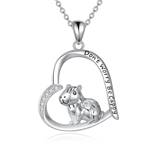 CUPENDA Capybara kette Halskette 925 Sterlingsilber Herz süßer Tier Anhänger Halskette Schmuck für Damen von CUPENDA