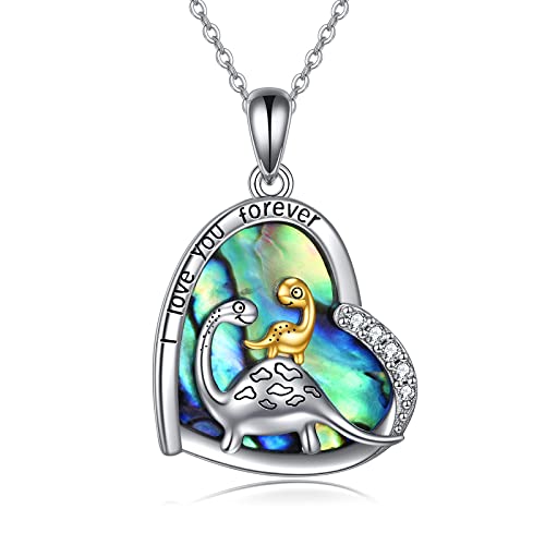 CUPENDA Dinosaurier Halskette Sterling Silber Dino Mutter Kind Anhänger Tier Schmuck Geschenke für Frauen Mama von CUPENDA