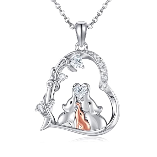 CUPENDA Elefantenhalskette aus S925er Sterlingsilber 3 Elefanten Familienhalskette für Frauen Elefantenschmuck Muttertagsgeschenke für Mutter und Tochter von CUPENDA