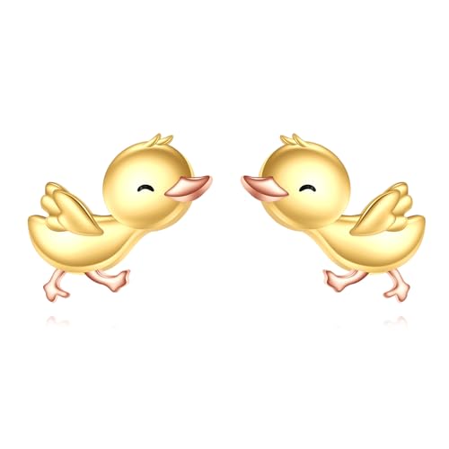 CUPENDA Enten Ohrringe Sterling Silber Gold Enten Ohrstecker Tierschmuck für Frauen von CUPENDA