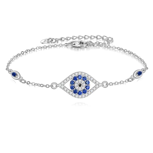 CUPENDA Evil Eyes Armbänd 925 Sterling Silber Evil Eyes Zirkon Verstellbare Glieder Armbänder Schmuck für Damen von CUPENDA