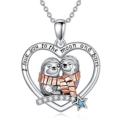 CUPENDA Faultier Halskette Sterling Silber Herz Niedliche Tier Anhänger Halskette Faultier Schmuck-Geschenk für Frauen von CUPENDA