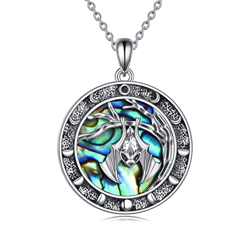 CUPENDA Fledermaus Halskette Sterlingsilber Mondphasen Fledermaus Anhänger Halloween Schmuck Geschenke für Frauen von CUPENDA