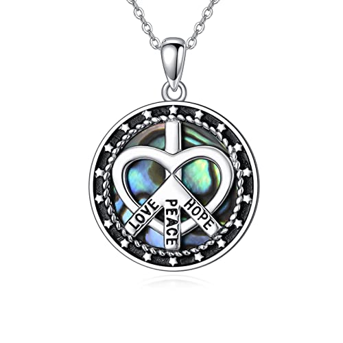 CUPENDA Friedenszeichen Halskette 925 Sterling Silber Peace Anhänger Hippie Style Schmuck Geschenke für Frauen Mädchen von CUPENDA