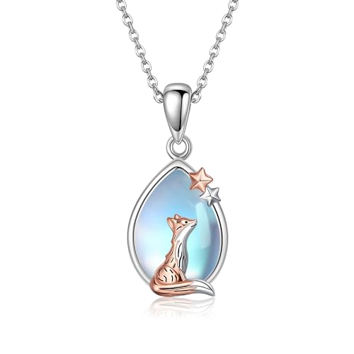 CUPENDA Fuchs Halskette Sterling Silber Mondstein Fuchs Mond Anhänger Tier Schmuck Geschenke für Frauen von CUPENDA