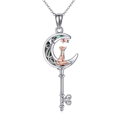 CUPENDA Fuchs Halskette Sterlingsilber Fuchs Mond Schlüssel Halskette für Damen Schmuck Geschenke für Mädchen von CUPENDA