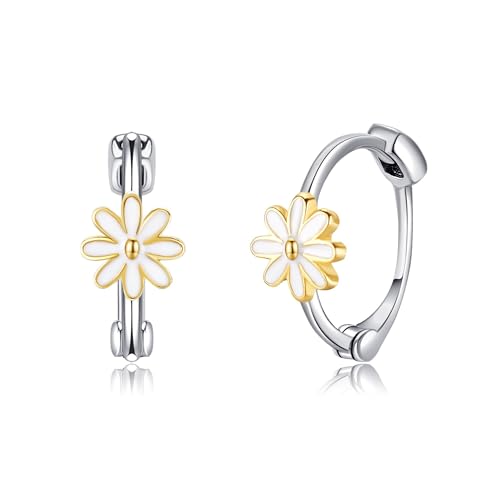CUPENDA Gänseblümchen Ohrringe Sterling Silber Gänseblümchen Blume Klein Creolen Helix Ohrringe Schmuck für Frauen von CUPENDA