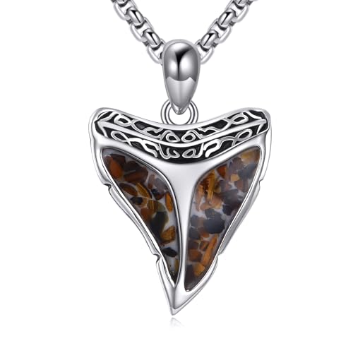 CUPENDA Haifischzahn Kette Halskette 925 Sterlingsilber Tigerauge-Stein Hai Anhänger Kette Ozean Liebhaber Surfer Schmuck für Damen Herren CUPENDA Haifischzahn Kette Halskette 925 Sterlingsilber Tigerauge-Stein Hai Anhänger Kette Ozean Liebhaber Surfer Schmuck für Damen Herren von CUPENDA