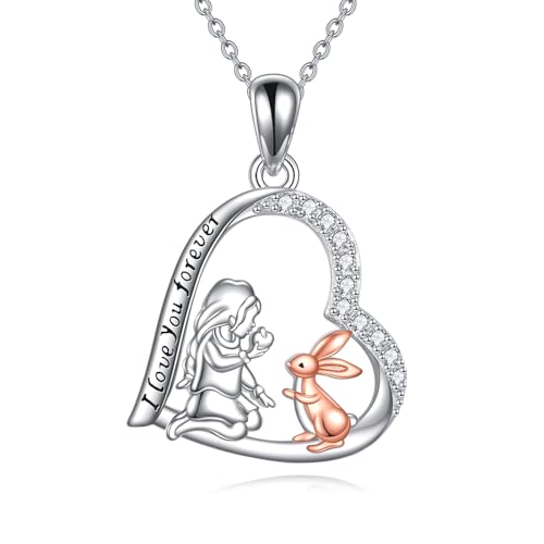 CUPENDA Heart Bunny Necklace Sterling Silver Rabbits Pendant Necklace Easter Jewelry for Women Bunny Lovers CUPENDA Heart Bunny Necklace Sterling Silver Rabbits Pendant Necklace Easter Jewelry for Women Bunny Lovers von CUPENDA
