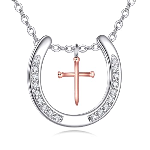 CUPENDA Hufeisenkette für Damen S925 Sterling Silber Hufeisen Kreuz Anhänger Glücksbringer Schmuck Geschenke zum Geburtstag Muttertag CUPENDA Hufeisenkette für Damen S925 Sterling Silber Hufeisen Kreuz Anhänger Glücksbringer Schmuck Geschenke zum Geburtstag Muttertag von CUPENDA
