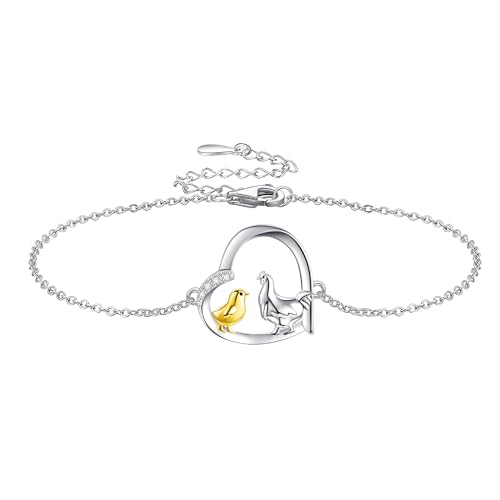 CUPENDA Huhn Armband Sterling Silber Huhn Mom Kind Herz Armband Tier Schmuck Geschenke für Frauen Mädchen von CUPENDA